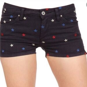 Isabel Marant Etoile Embroidered Stars Shorts Navy Size 8 Preppy Coastal Chic